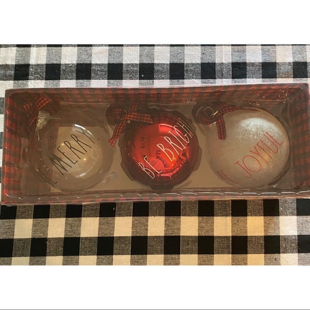 Rae Dunn Jumbo Glass Ornaments Set of Three